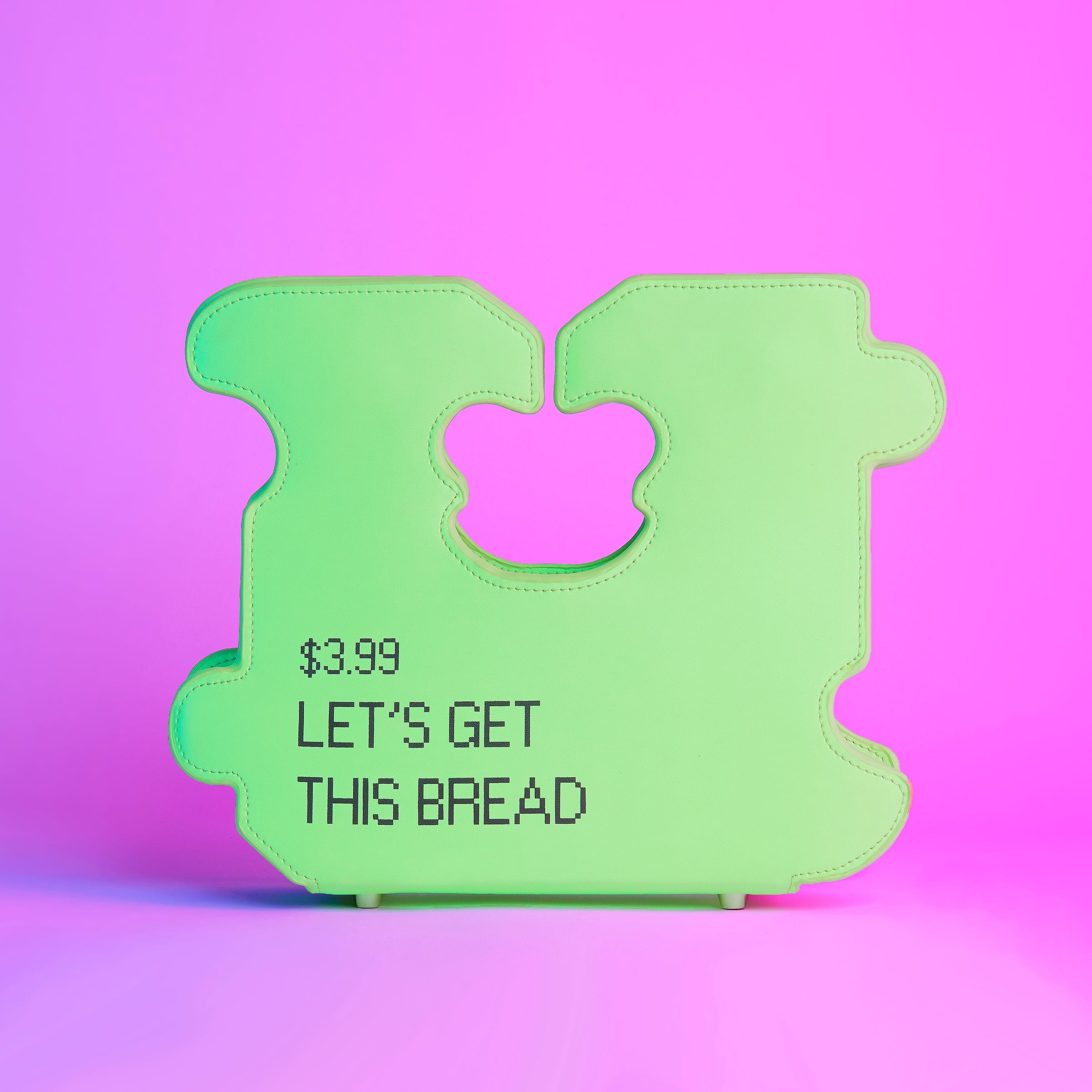 STUDIOCULT Green Vegan Leather Bread Tag Bag Novelty Purse