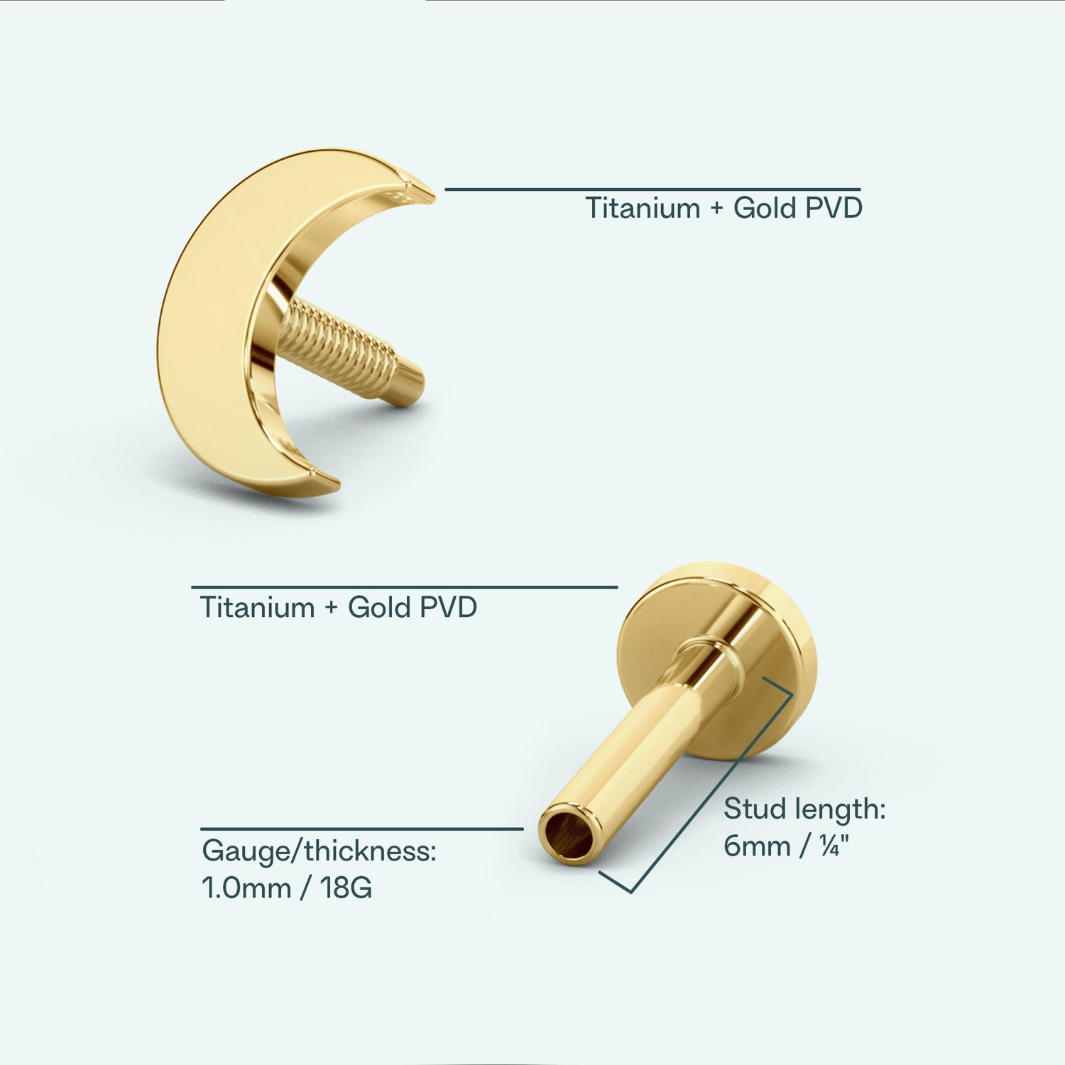 Moon Flat Back Earring
