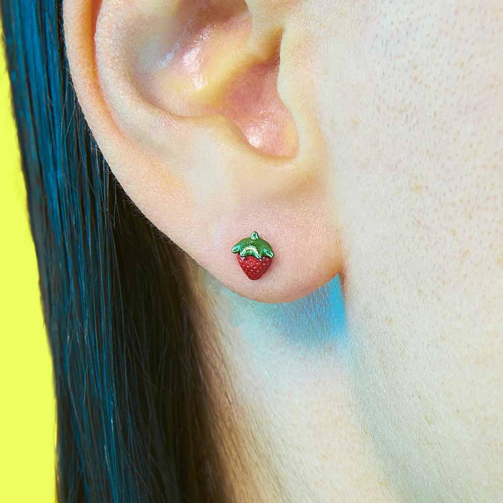 Strawberry Flat Back Earring