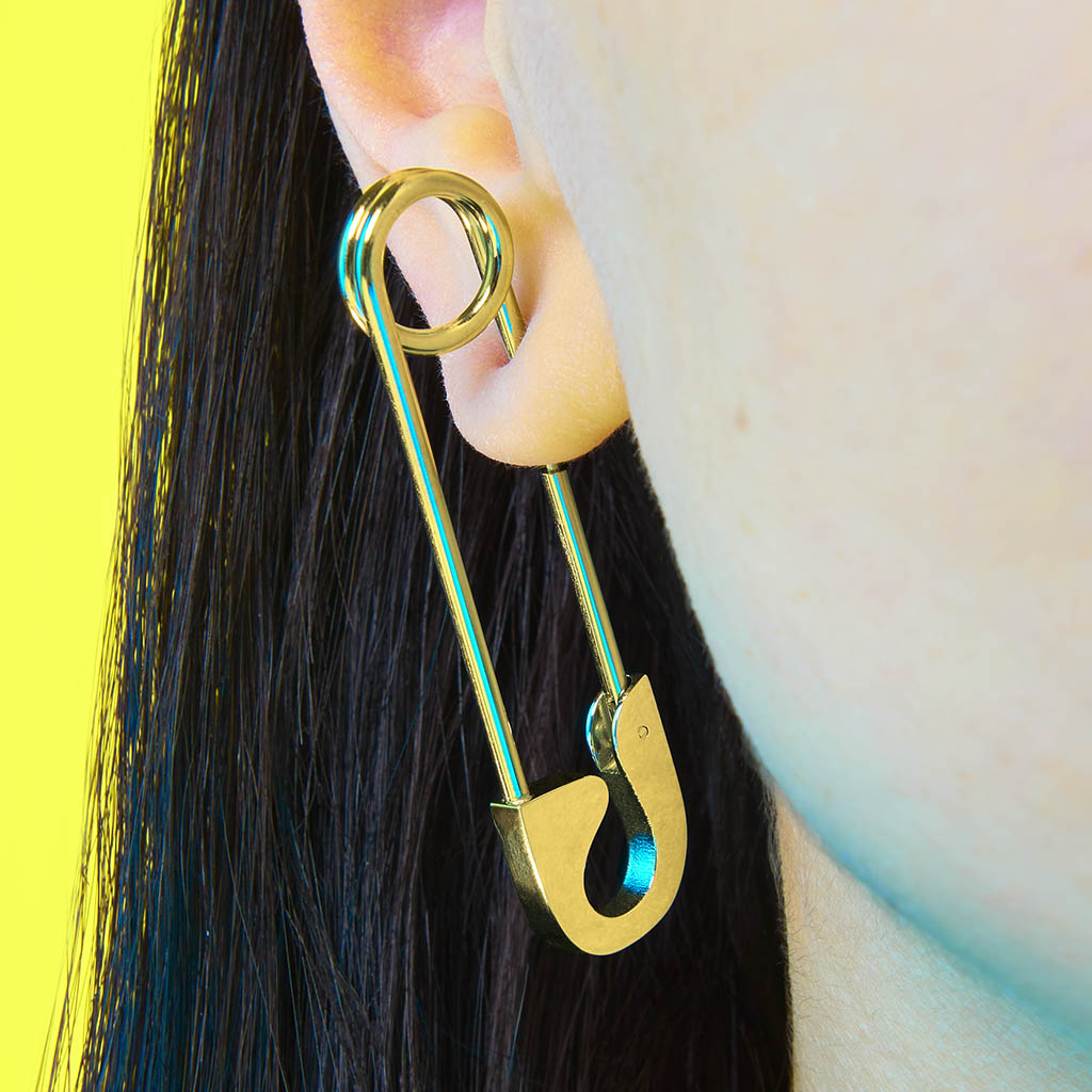 Oversized Safety Pin Earring