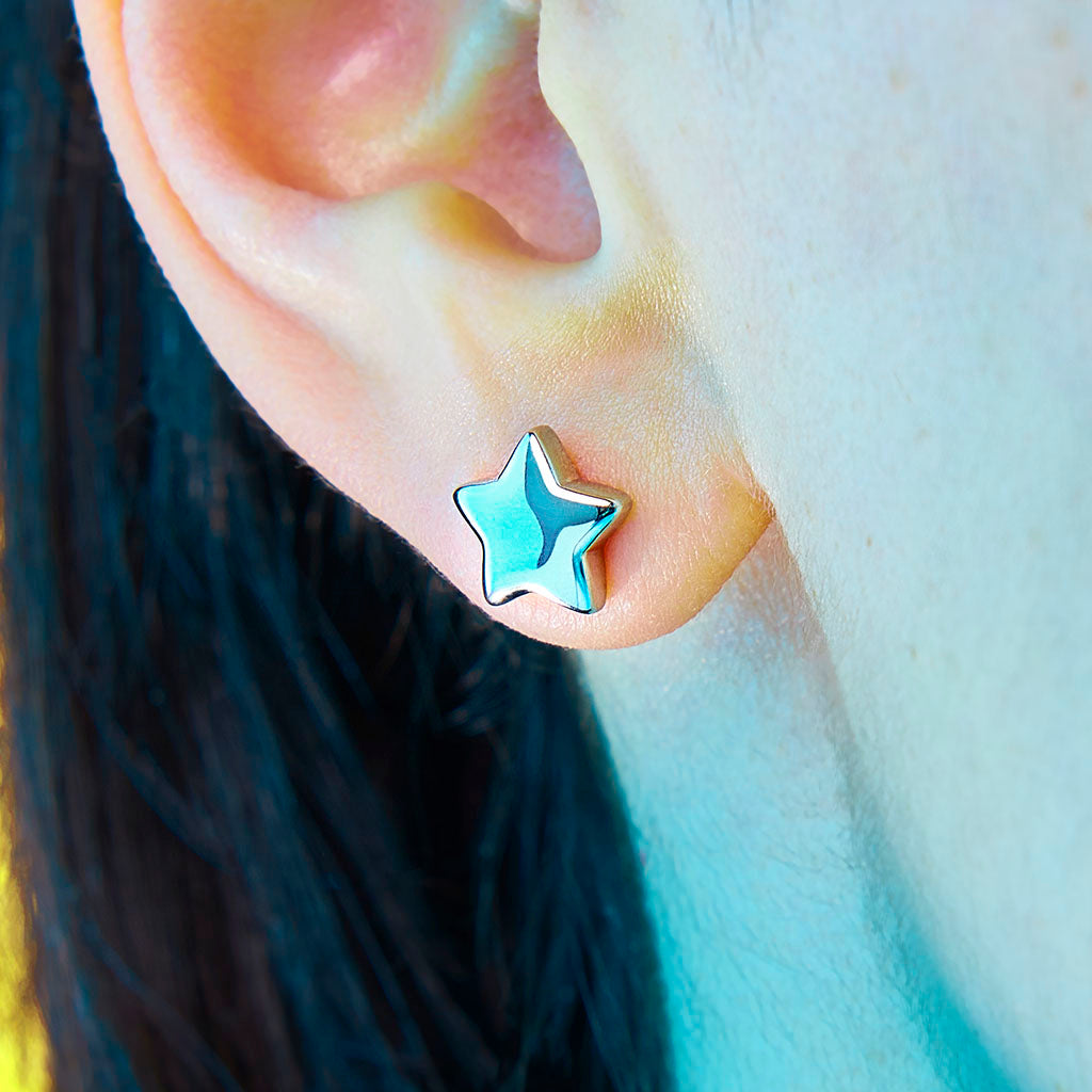 Puffy Stud Earrings - Star