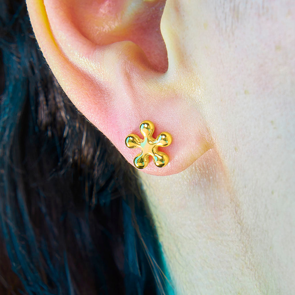 Puffy Stud Earrings - Flower