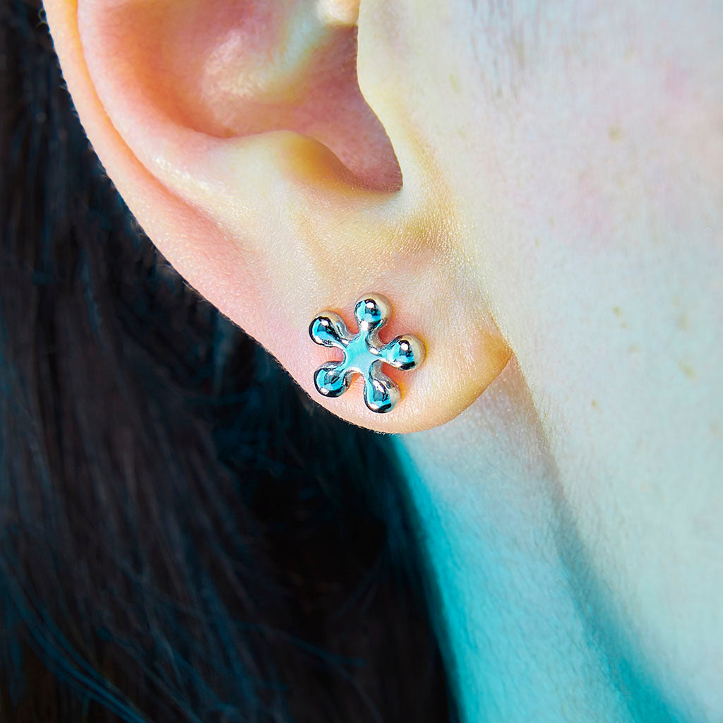 Puffy Stud Earrings - Flower
